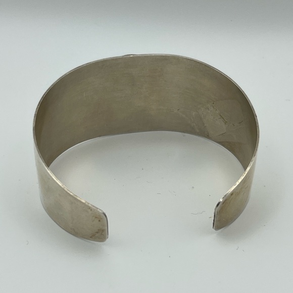 Danecraft sterling silver wide cuff bracelet blue cabochon stone vintage - Picture 4 of 16